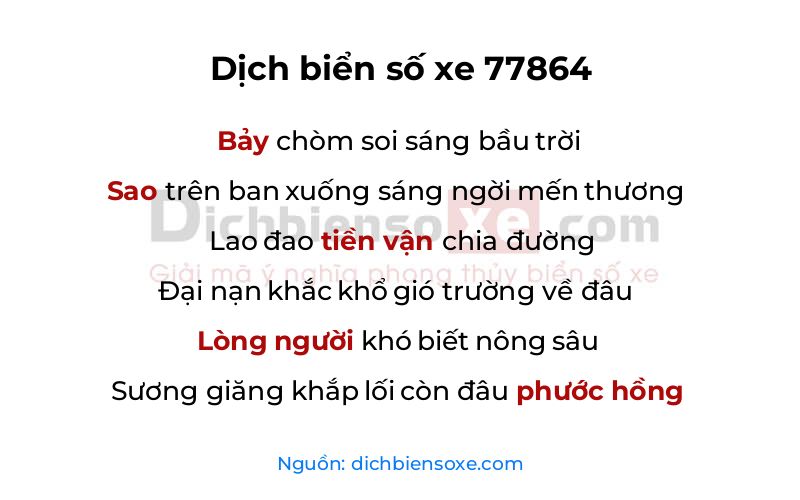 Dịch thơ biển số 77864
