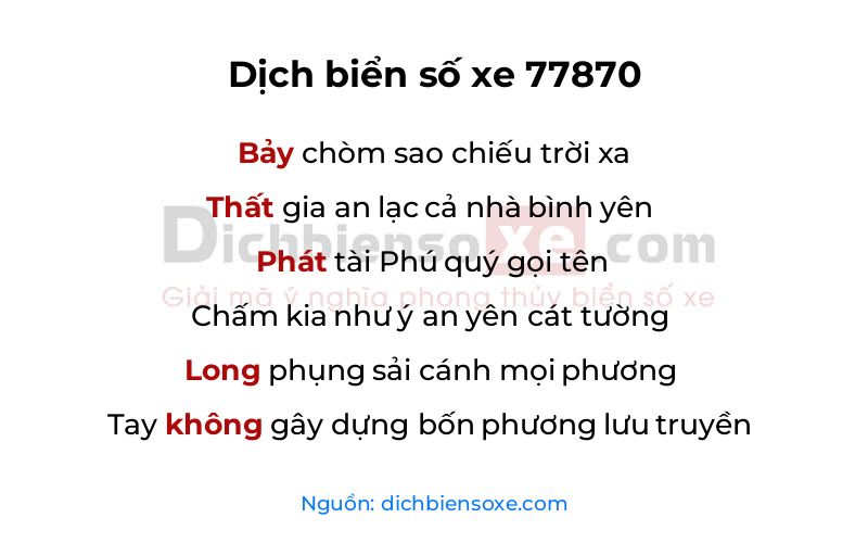 Dịch thơ biển số 77870