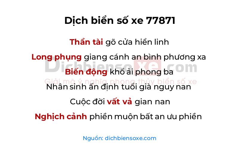 Dịch thơ biển số 77871