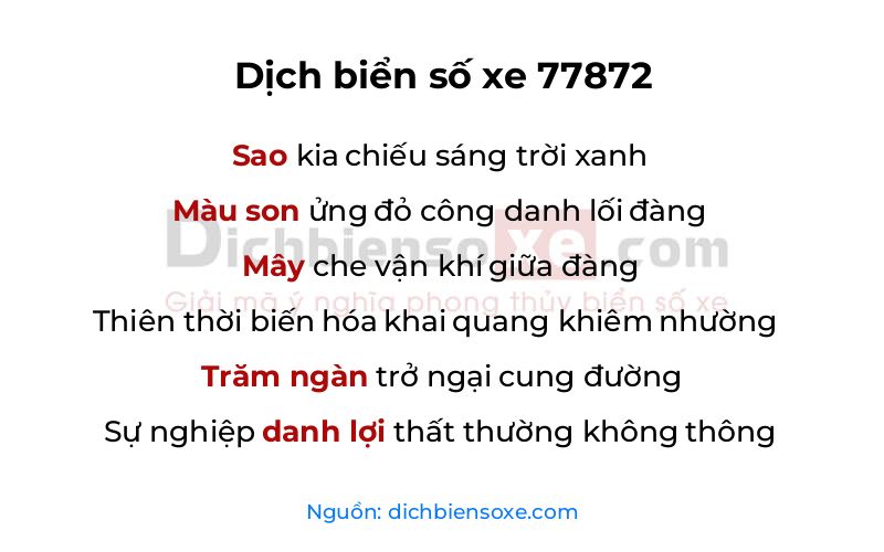 Dịch thơ biển số 77872