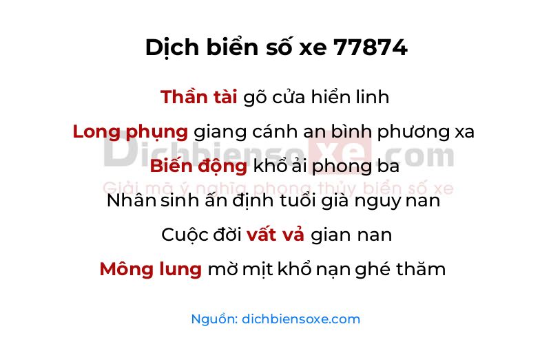 Dịch thơ biển số 77874