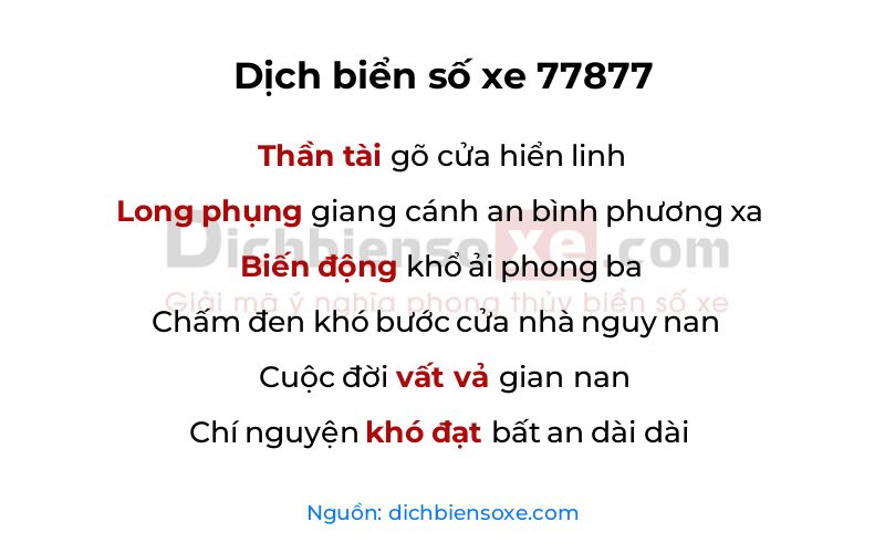 Dịch thơ biển số 77877