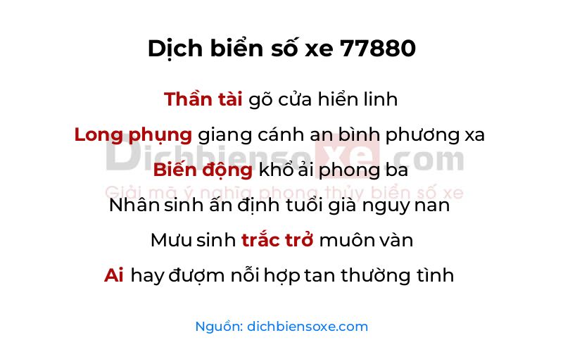 Dịch thơ biển số 77880