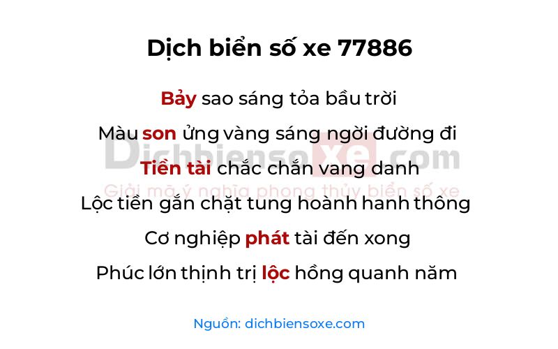 Dịch thơ biển số 77886
