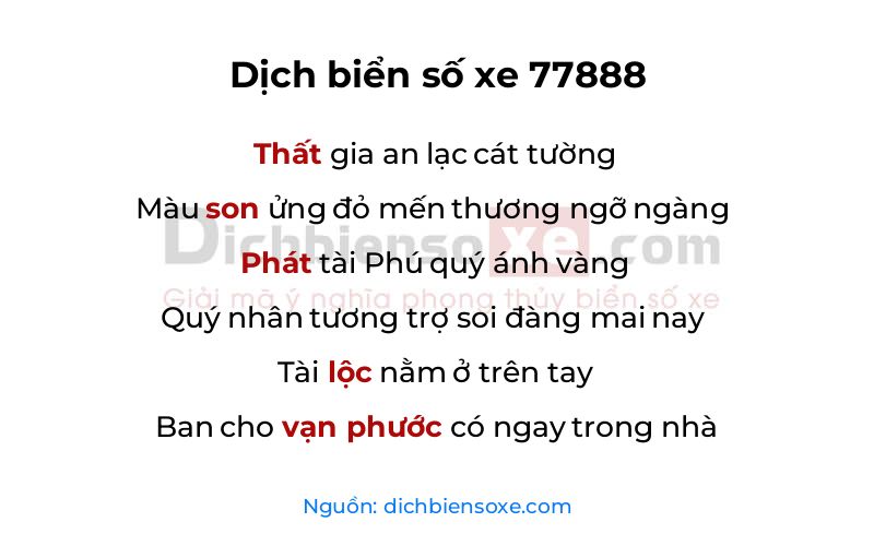 Dịch thơ biển số 77888