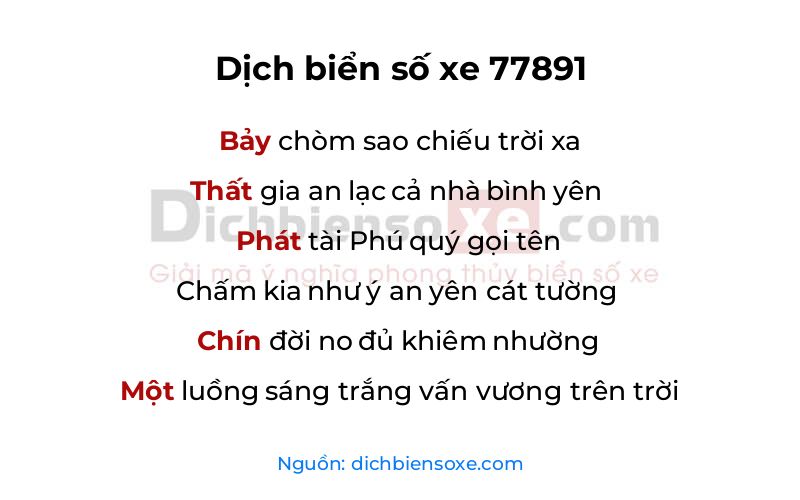 Dịch thơ biển số 77891