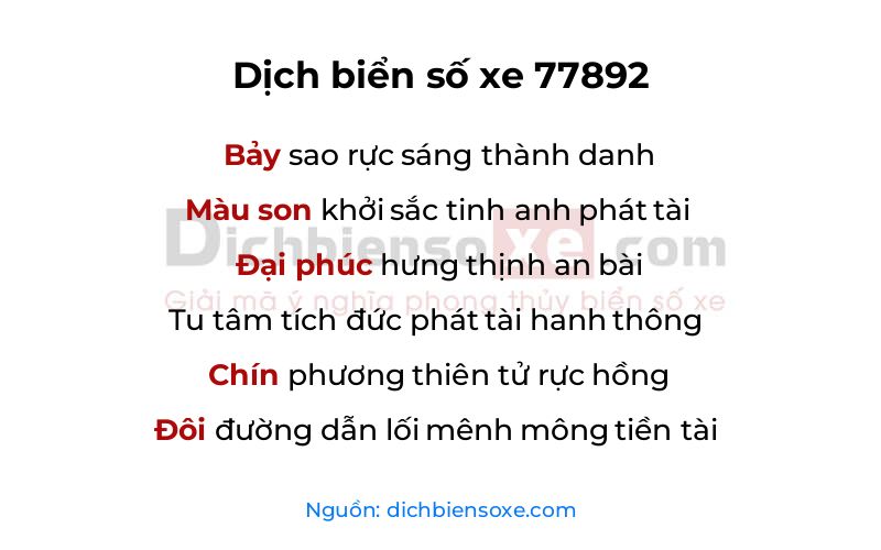 Dịch thơ biển số 77892