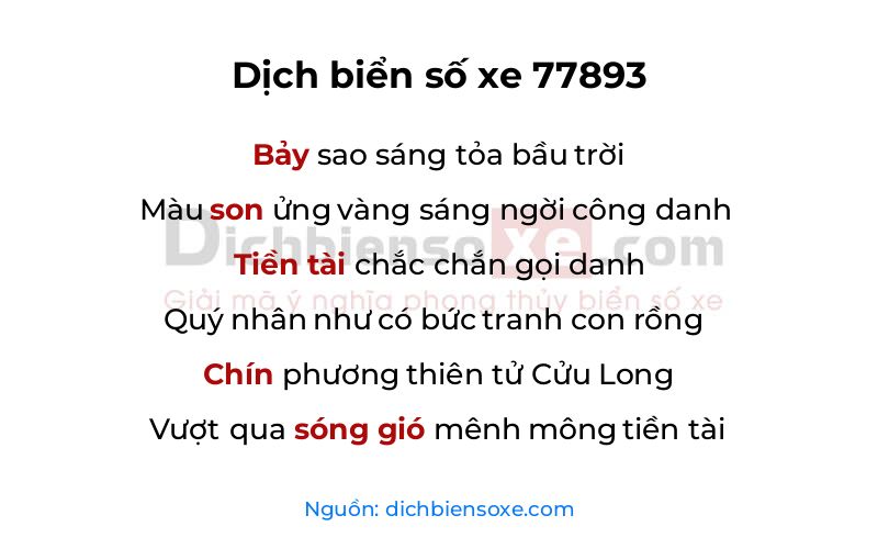 Dịch thơ biển số 77893