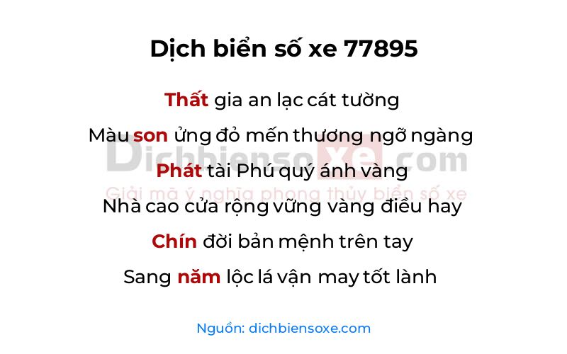 Dịch thơ biển số 77895