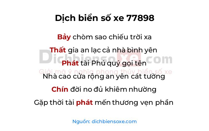 Dịch thơ biển số 77898