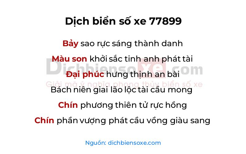 Dịch thơ biển số 77899