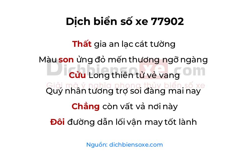 Dịch thơ biển số 77902