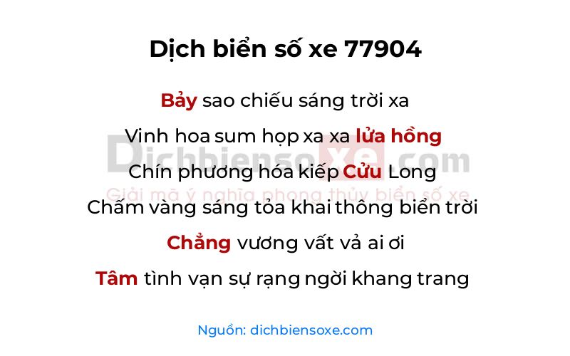 Dịch thơ biển số 77904