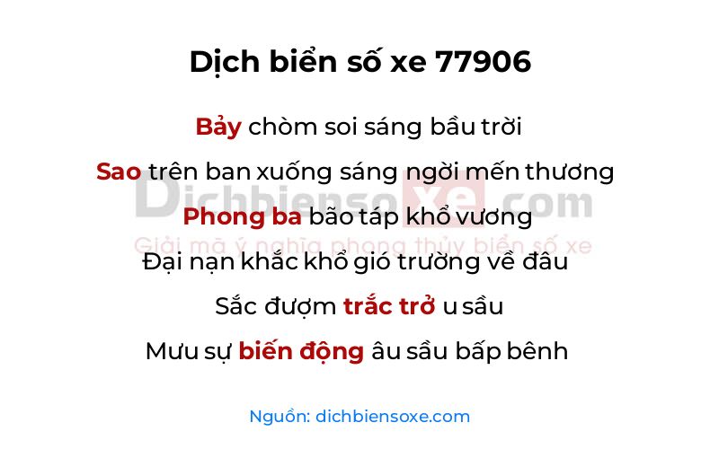 Dịch thơ biển số 77906