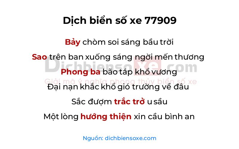 Dịch thơ biển số 77909