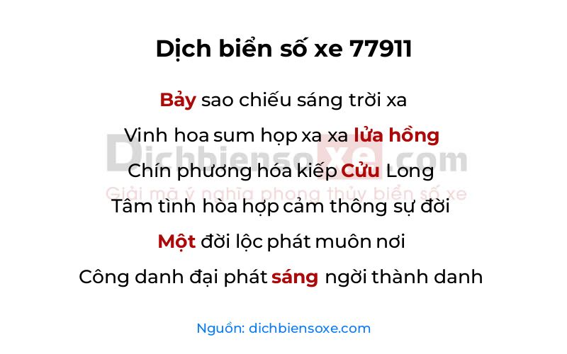 Dịch thơ biển số 77911
