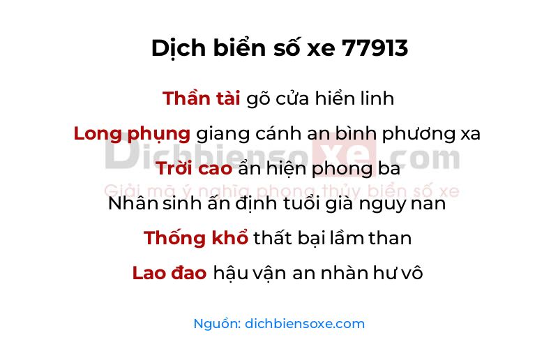 Dịch thơ biển số 77913