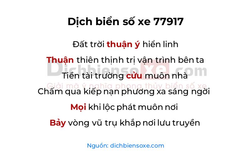 Dịch thơ biển số 77917