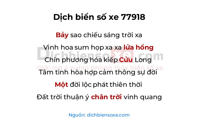 Dịch thơ biển số 77918