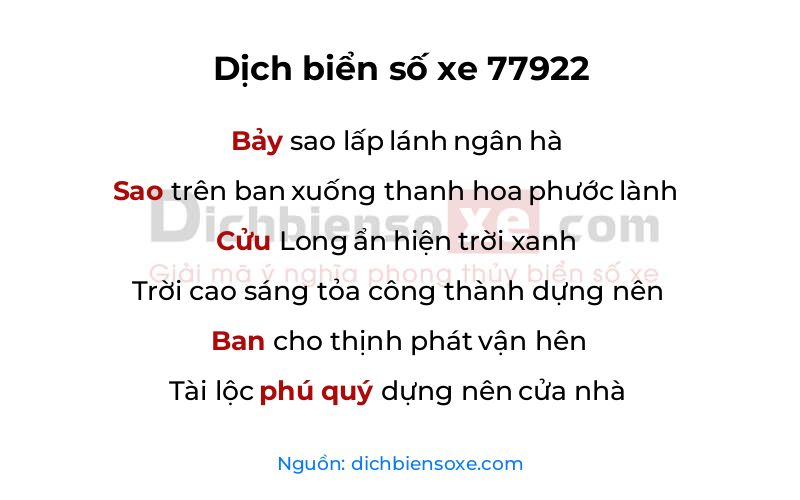 Dịch thơ biển số 77922