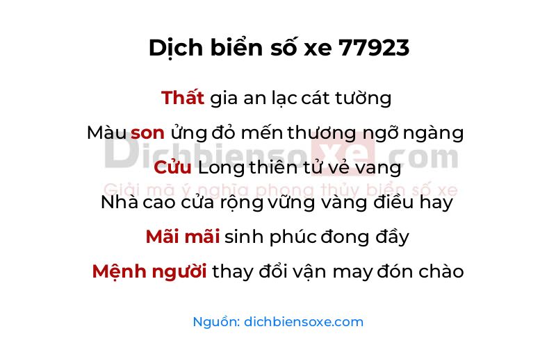 Dịch thơ biển số 77923