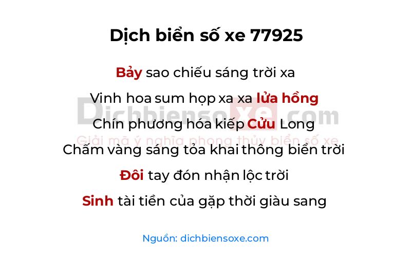 Dịch thơ biển số 77925