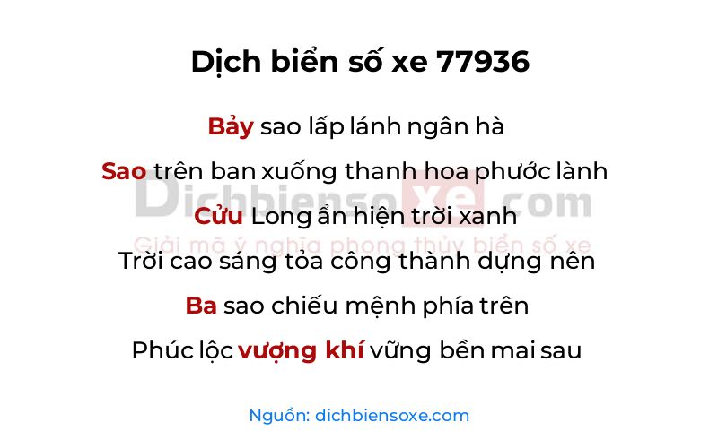 Dịch thơ biển số 77936