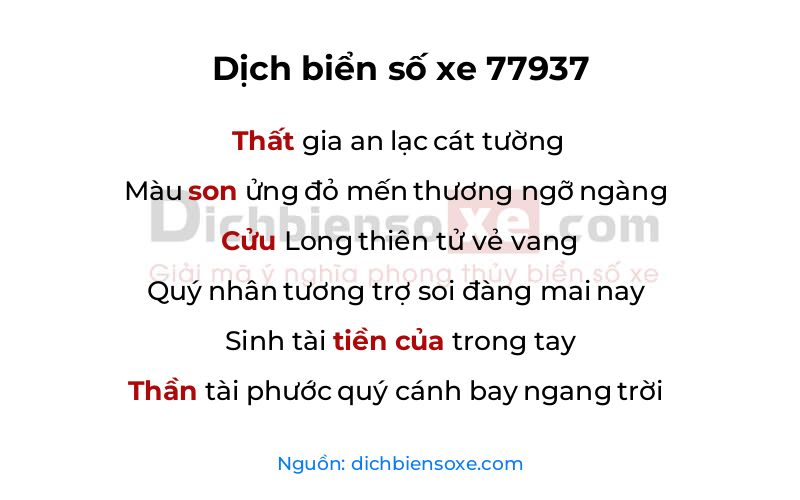Dịch thơ biển số 77937