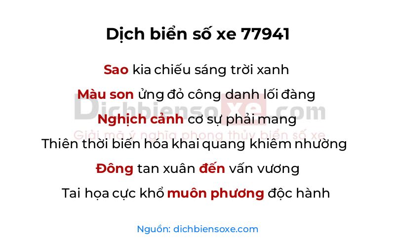 Dịch thơ biển số 77941
