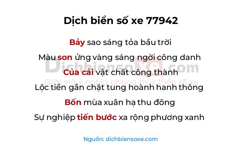 Dịch thơ biển số 77942