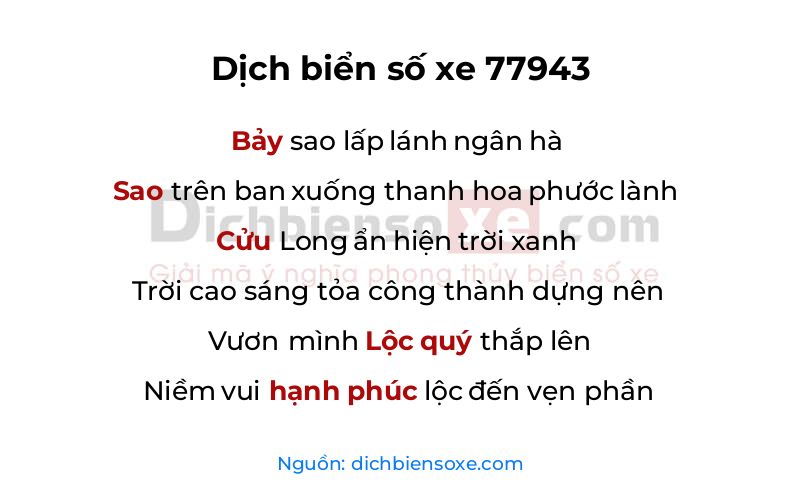 Dịch thơ biển số 77943