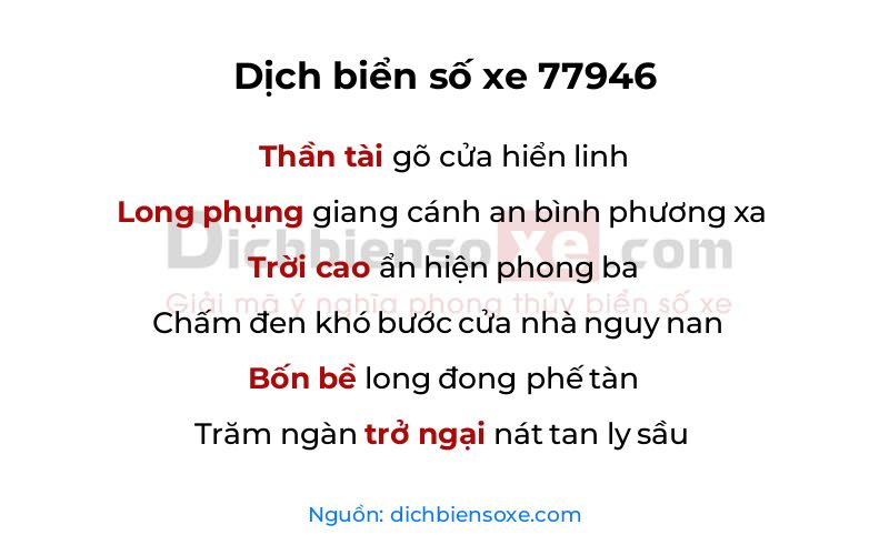 Dịch thơ biển số 77946