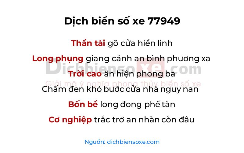 Dịch thơ biển số 77949