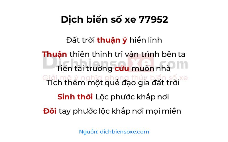 Dịch thơ biển số 77952