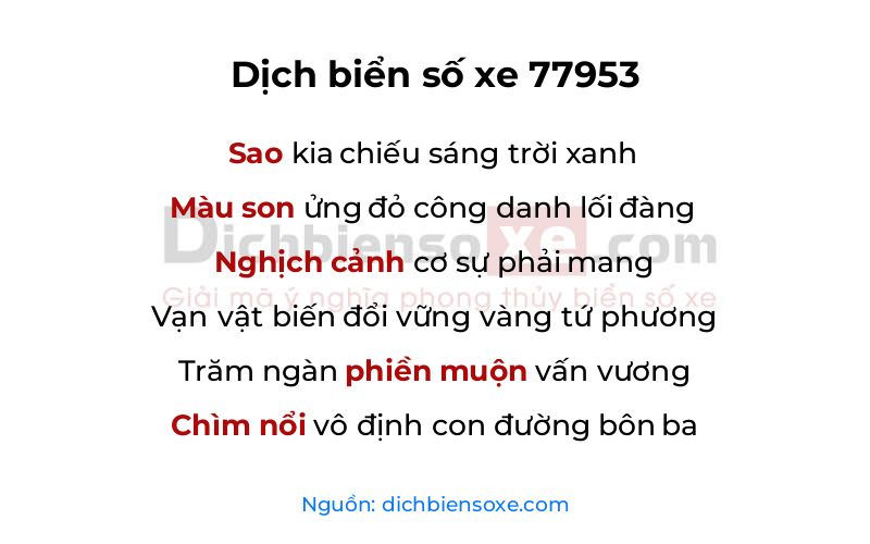 Dịch thơ biển số 77953