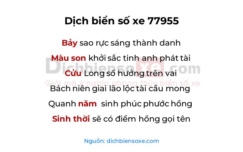 Dịch thơ biển số 77955