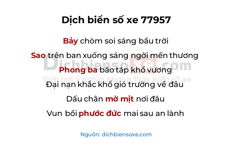 Dịch thơ biển số 77957