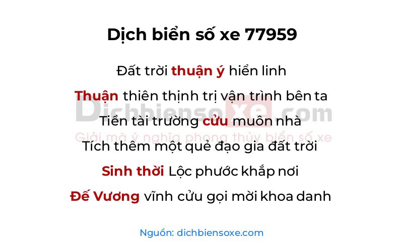 Dịch thơ biển số 77959