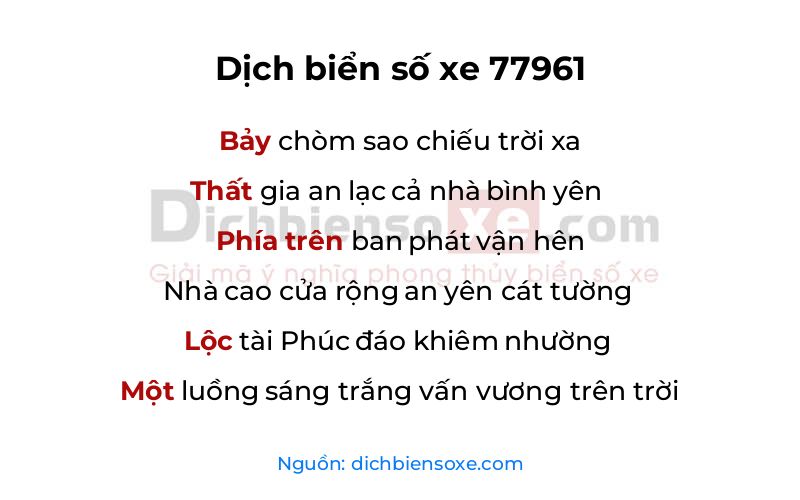 Dịch thơ biển số 77961