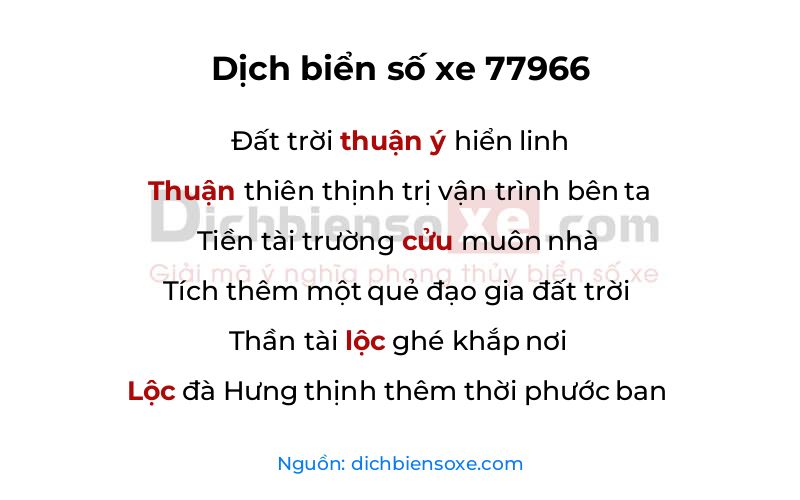 Dịch thơ biển số 77966