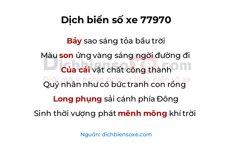 Dịch thơ biển số 77970