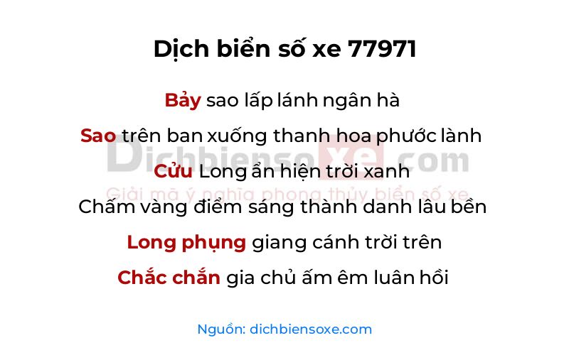Dịch thơ biển số 77971