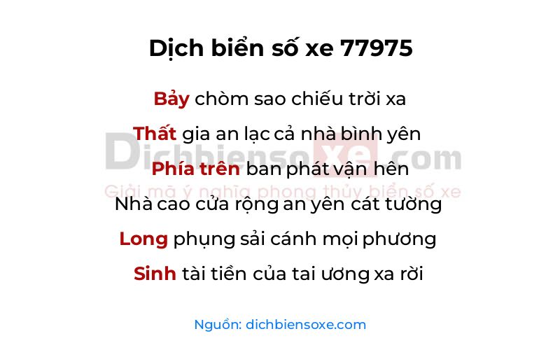 Dịch thơ biển số 77975