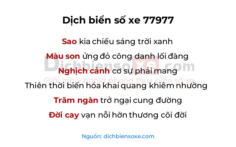 Dịch thơ biển số 77977