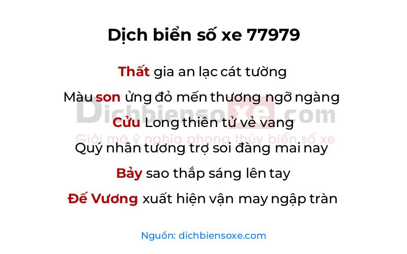 Dịch thơ biển số 77979
