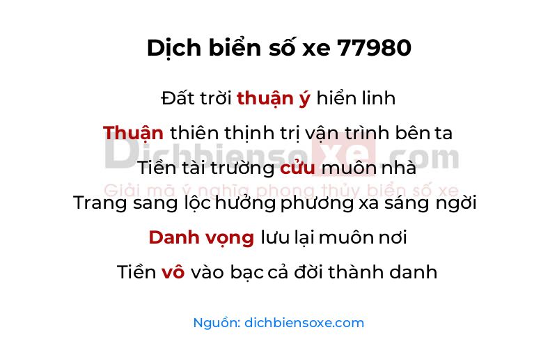 Dịch thơ biển số 77980