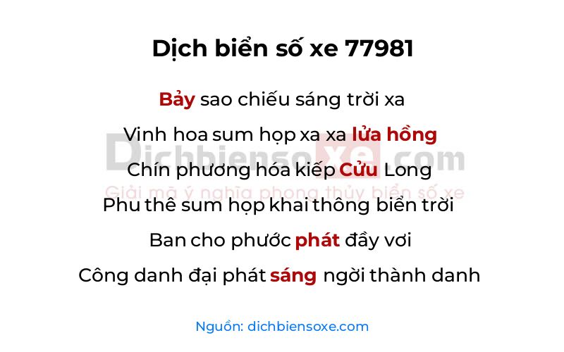 Dịch thơ biển số 77981
