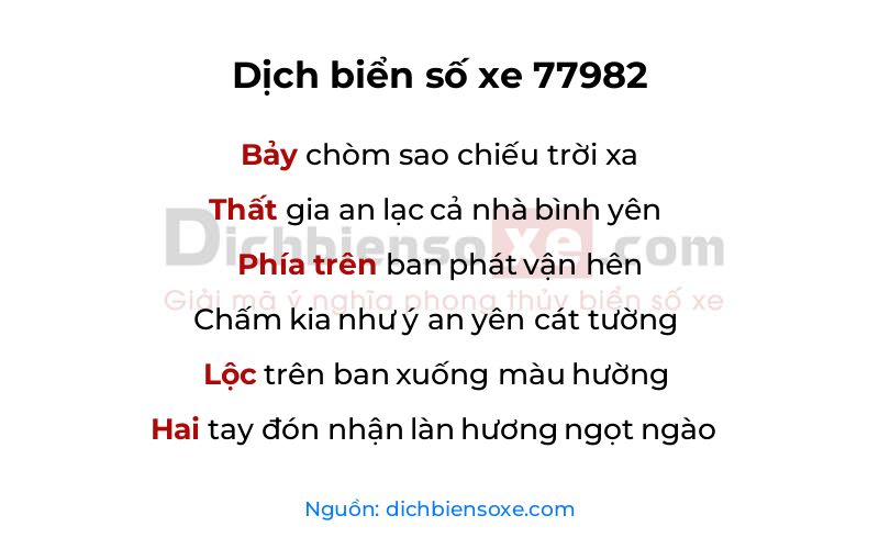 Dịch thơ biển số 77982