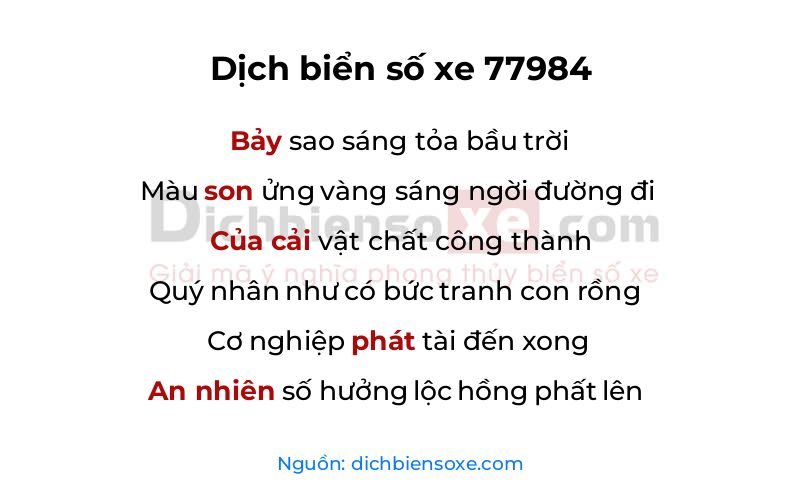 Dịch thơ biển số 77984