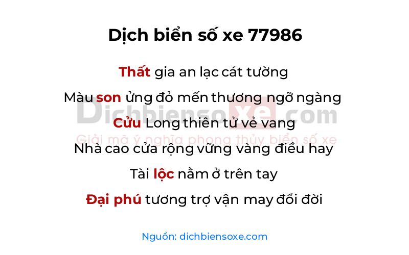 Dịch thơ biển số 77986